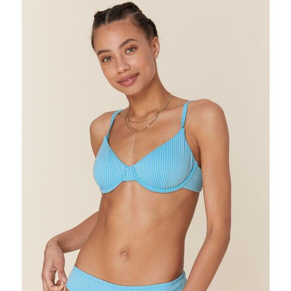 Andie Swim The Bermuda Top in Gold Stripe Blue Splash NWT - Picture 2 of 6